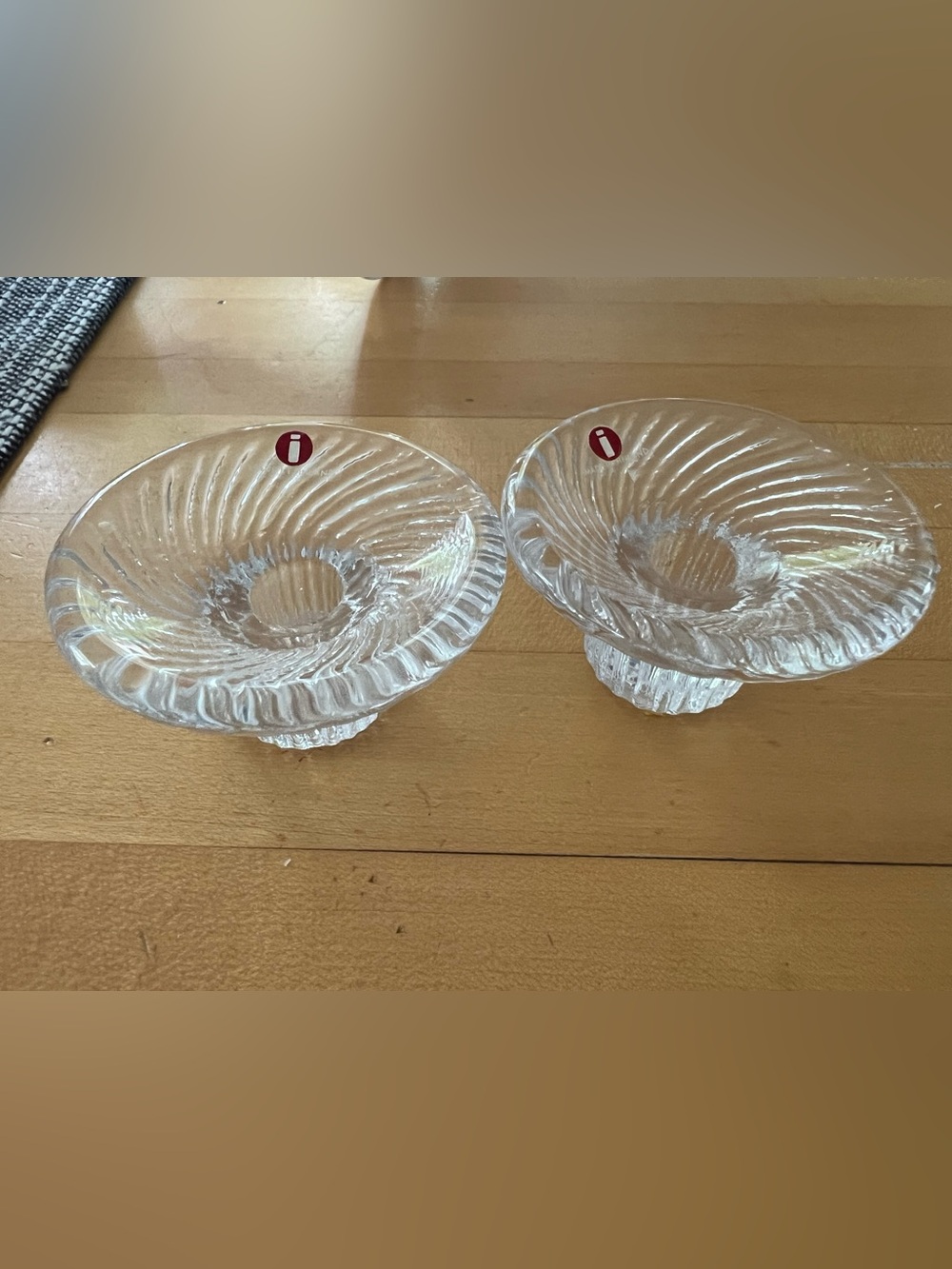 2 Iittala Finland Poppa Crystal Candle Holder Votive Glass Valto Kokko Spiral